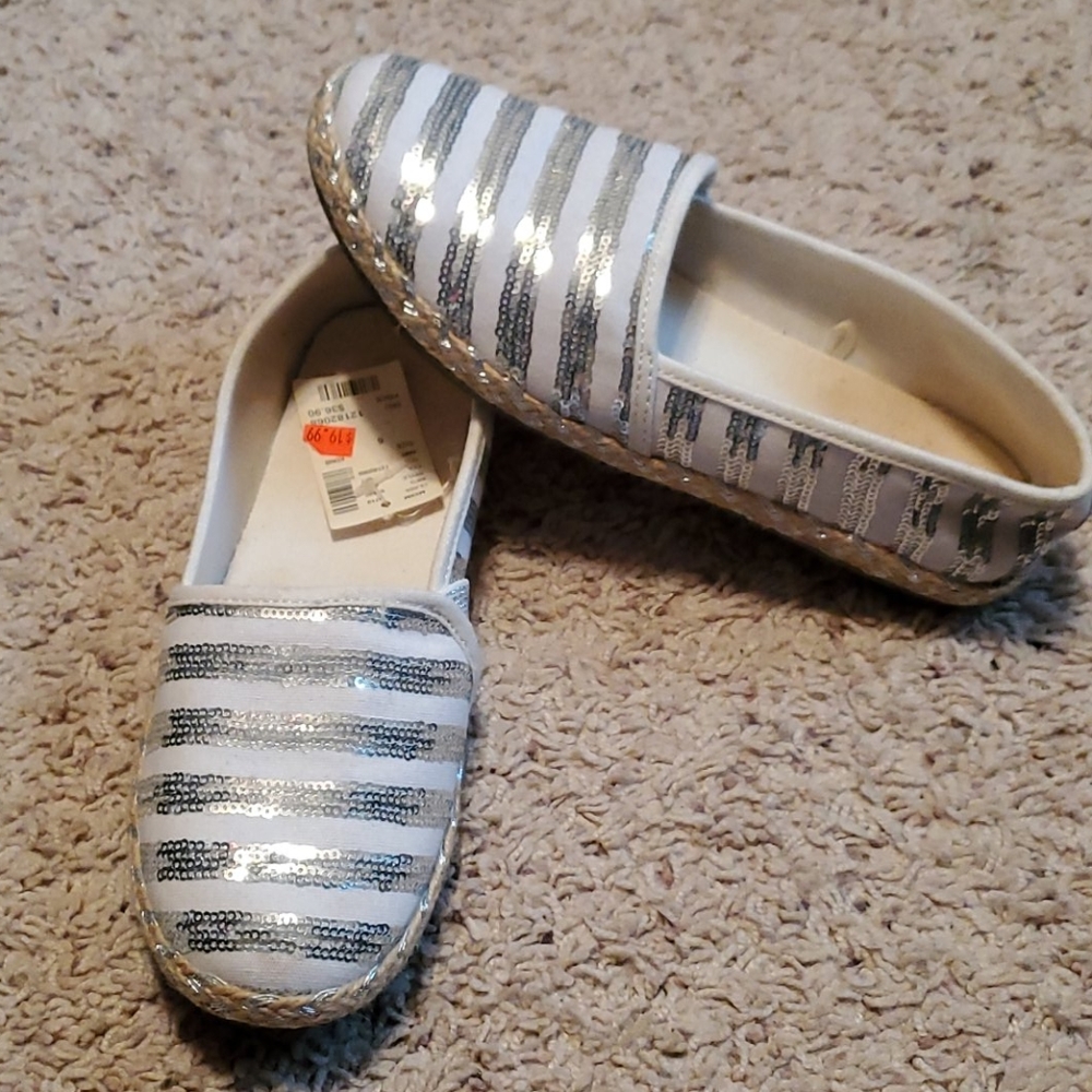 Justice Silver Sequin Slip-on shoes